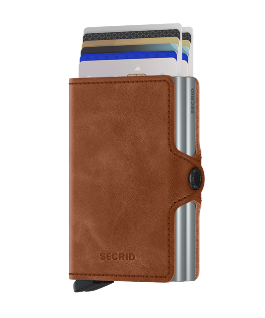 Twinwallet Vintage Cognac-Silver